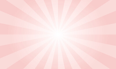 Rose quartz pink background with white sun ray. Abstract texture with light of sunburst. Radial glowing beam of sunlight. Retro background with flash. Design of sunbeams vector illustration.