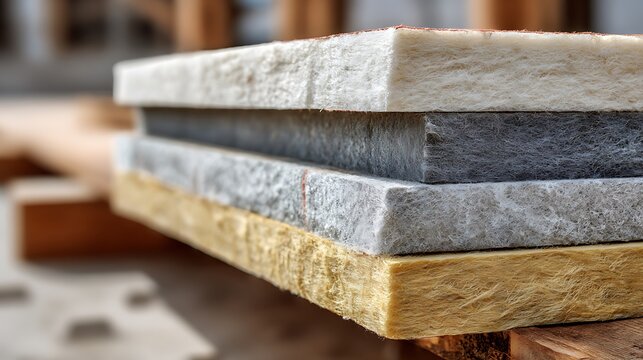 Stacked Insulation Panels White Gray Yellow for Building Efficiency