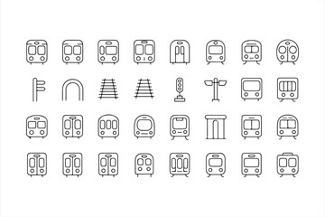 Train and Transit Icons Set for Public Transportation Projects