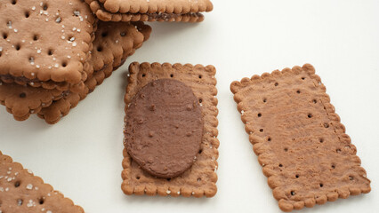 Chocolate biscuits with cream inside
