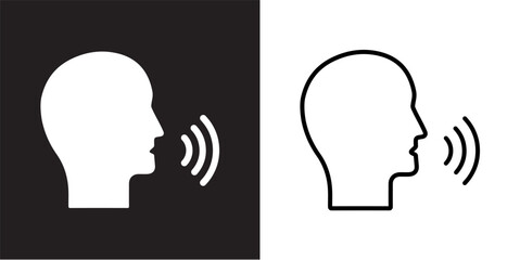 Speaking solid and thin line web icon set. Vector illustration