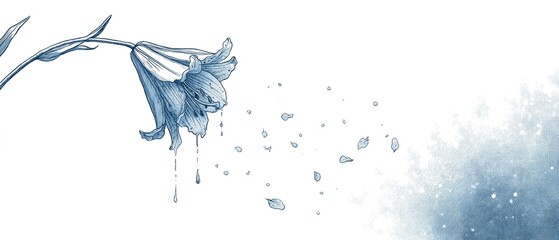 Obraz premium ILLUSTRATION: VERWELKTE LILIE - DARSTELLUNG VON TRAURIGKEIT