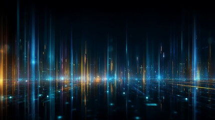 Abstract Glowing Light Streams on Dark Background