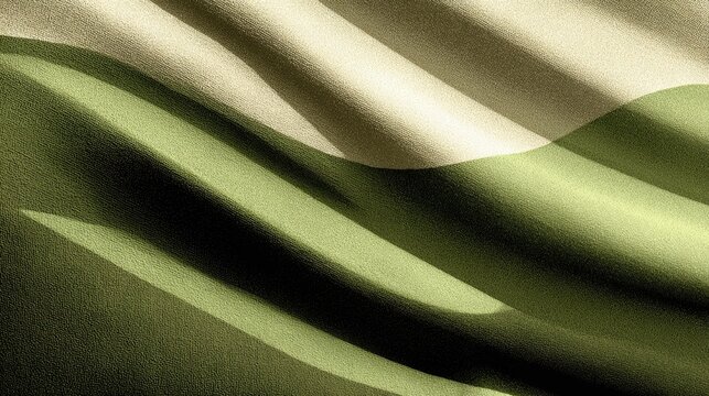 Draped fabric in beige and green tones