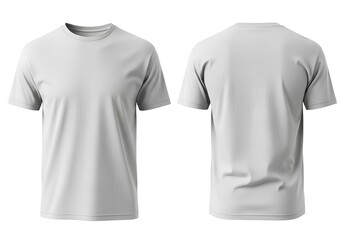 A plain light gray men's t-shirt template with front and back views for apparel design, isolated on a white background.