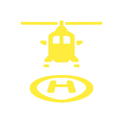 「ヘリコプターとヘリポートアイコン / Helicopter and Heliport Icon」