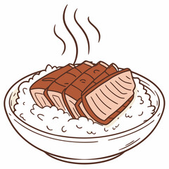 Steaming Rice and Meat Bowl