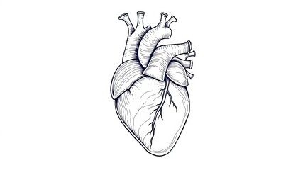Single-line continuous drawing of a human heart, anatomical illustration, vector, abstract