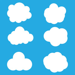 Collection of white cloud illustrations. Vector set of cartoon clouds in flat design Cloud. EPS 10