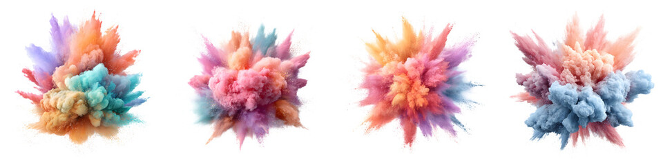 Fototapeta premium Colorful Powder Explosion: Abstract Holi Color Dust Burst Set