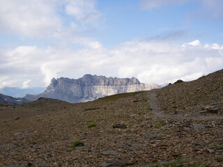 Col de Genevrier, France - September 2nd 2024: View along the valley towards Tete a l'Ane peak.