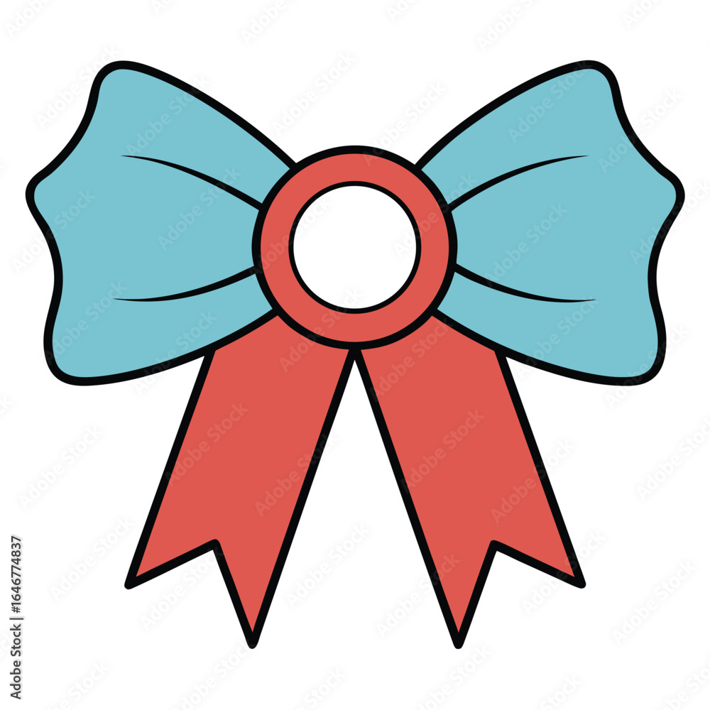 Poster simple outline bow ribbon with elegant loops for design