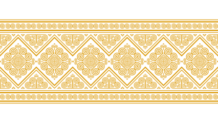Golden yellow seamless ethnic pattern. Geometric seamless ethnic pattern. Design for background, wallpaper, illustration, fabric, clothing, carpet, textile.