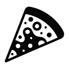 Cartoon vector illustration of an isolated pizza slice with melted yellow cheese and a red tomato slice