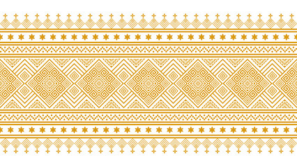 Golden yellow seamless ethnic pattern. Geometric seamless ethnic pattern. Design for background,...