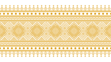 Golden yellow seamless ethnic pattern. Geometric seamless ethnic pattern. Design for background, wallpaper, illustration, fabric, clothing, carpet, textile.