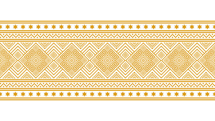 Golden yellow seamless ethnic pattern. Geometric seamless ethnic pattern. Design for background,...