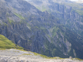 Fretes du Grenier, France - September 2nd 2024: View towards the steep canyons of Tours de St-Hubert