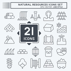 Icon Set Natural Resources. related to Education symbol. line style. design editable