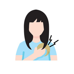 Girl with Chest Pain – Flat Vector Illustration