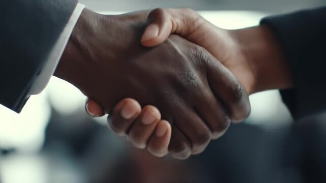 Handshake between two people in formal attire
