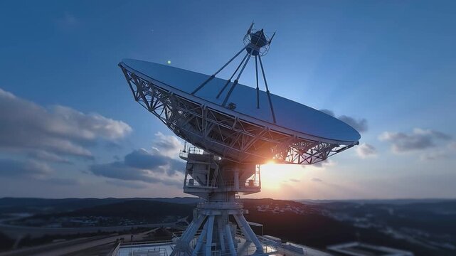 Cosmic Echo: The colossal parabolic antenna, a sentinel of the cosmos, poised to capture whispers from distant stars, stands as a testament to human innovation.