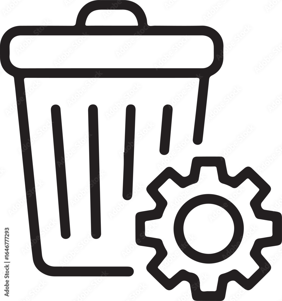Poster clean up and delete data with a trash can and gear icon representing settings and management