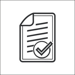 A document with lines and a check mark indicating approval or completion of a task or form submission