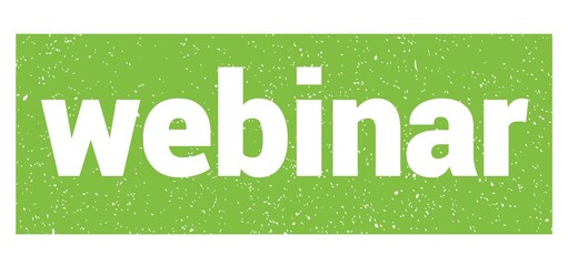 webinar text written on green stamp sign.
