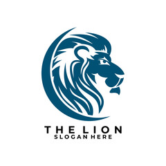 Lion head line art logo design vector template