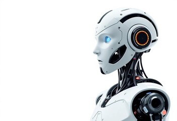 Sleek humanoid robot, advanced tech, white background,  humanoid robot,   elegant