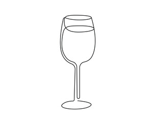 Continuous one line art wine glass vector illustration