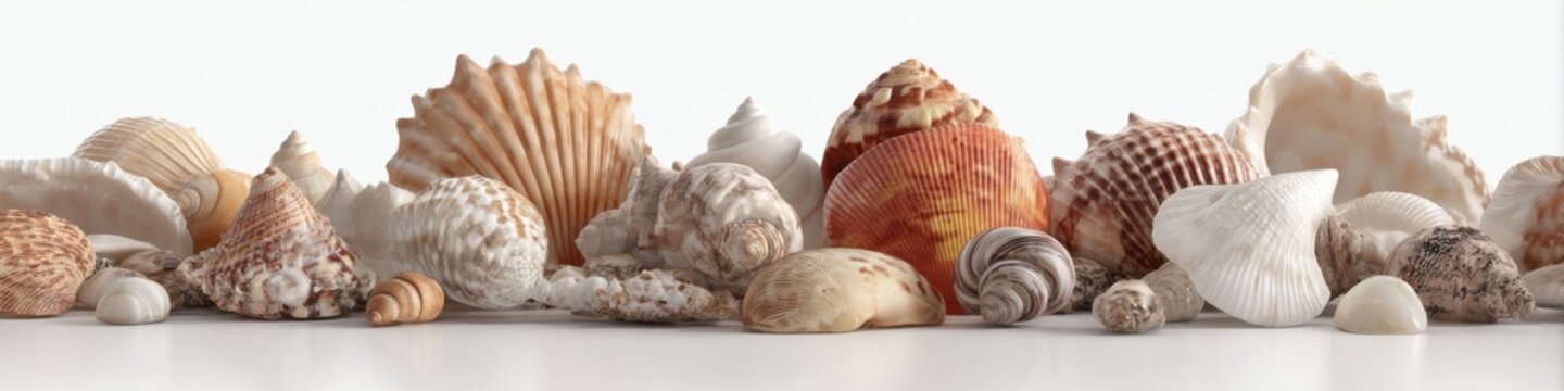 Seashell Collection on White Background