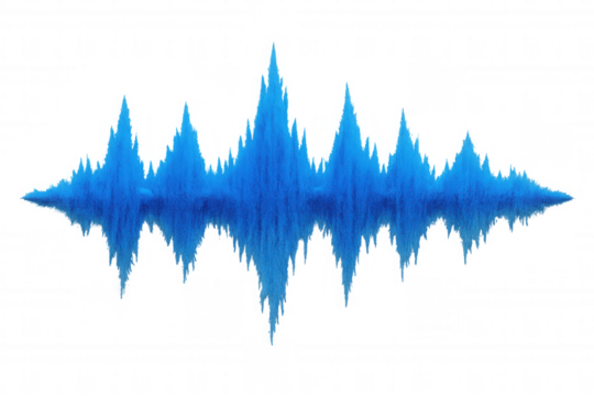 Vibrant blue audio waveform pulsing dynamically, translucent background showcasing sound signal energy for digital music design