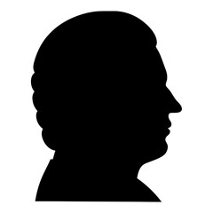 Silhouette of a man's head, classic hairstyle, black on white background