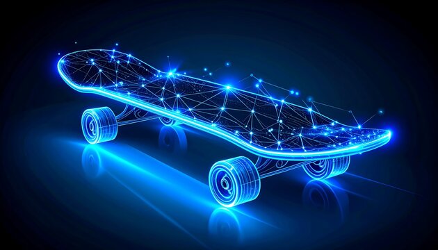 Neon Skateboard with Abstract Design.
