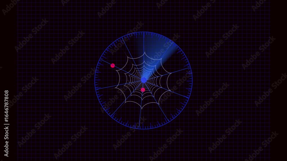 Poster futuristic radar web design. abstract spiderweb loop in blue tones. blue spiderweb animation. sci-fi