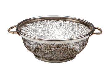Silver mesh strainer bowl kitchen utensil