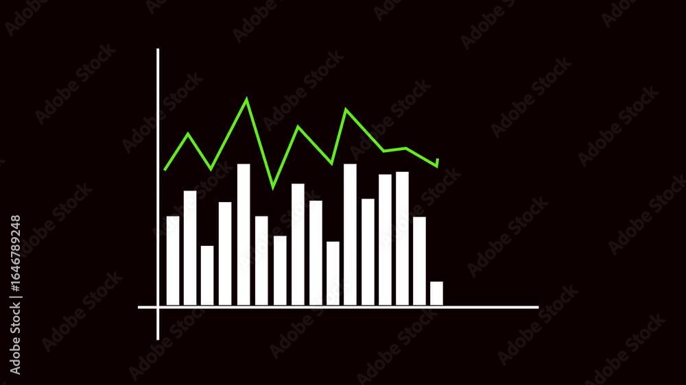 Poster bar graph chart animation stock market. finance and business data presentation with abstract backgro