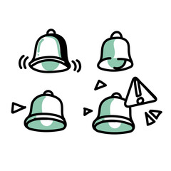 notification bell icon collection related in doodle hand drawing style