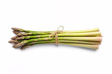 A fresh bunch of asparagus stalks tied together