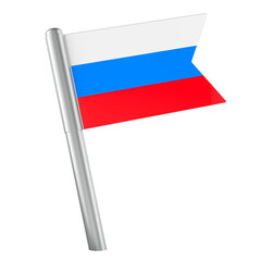 Flag Push Pin with Russian flag, 3D rendering