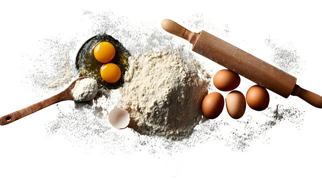 Baking Ingredients Still Life, isolated on transparent background