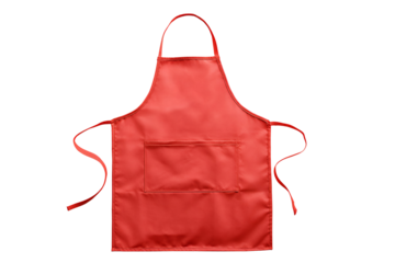 Red apron with pocket isolated on black background