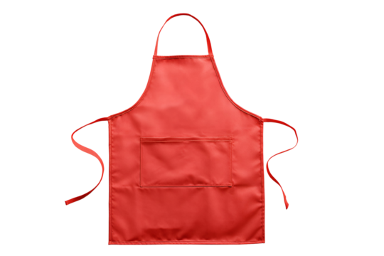 Red apron with pocket isolated on black background