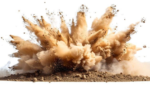 sandstorm sand dust cloud flying small particles isolated in transparent background, PNG