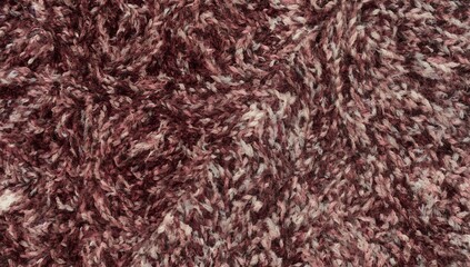 Fototapeta premium Close up textured background of a deep burgundy red shag carpet with a soft fuzzy pile creating a warm cozy and inviting surface