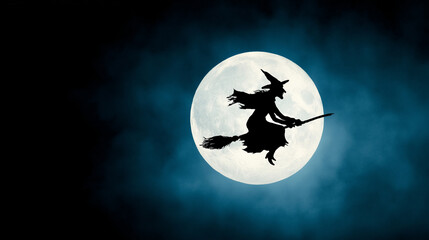 Halloween Silhouette in Night Sky