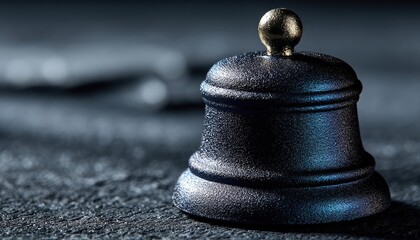 Dark, metallic bell-shaped object with a golden top