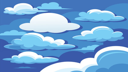 A vibrant, seamless vector pattern of cartoon clouds in a blue summer sky